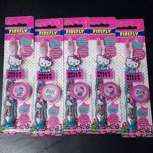 Hello Kitty Firefly Toothbrush‎ Oral Care Travel Kit WIth Cap Kids Soft, 5pcs